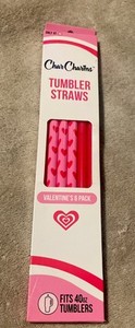CharCharms 6pk Valentines Tumbler Straws for 30 or 40 oz  Heart Stanley