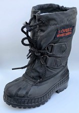 Vintage Sorel KIDS Size 8 UNISEX Kaufman Winter Snow Boots Black Made in Canada
