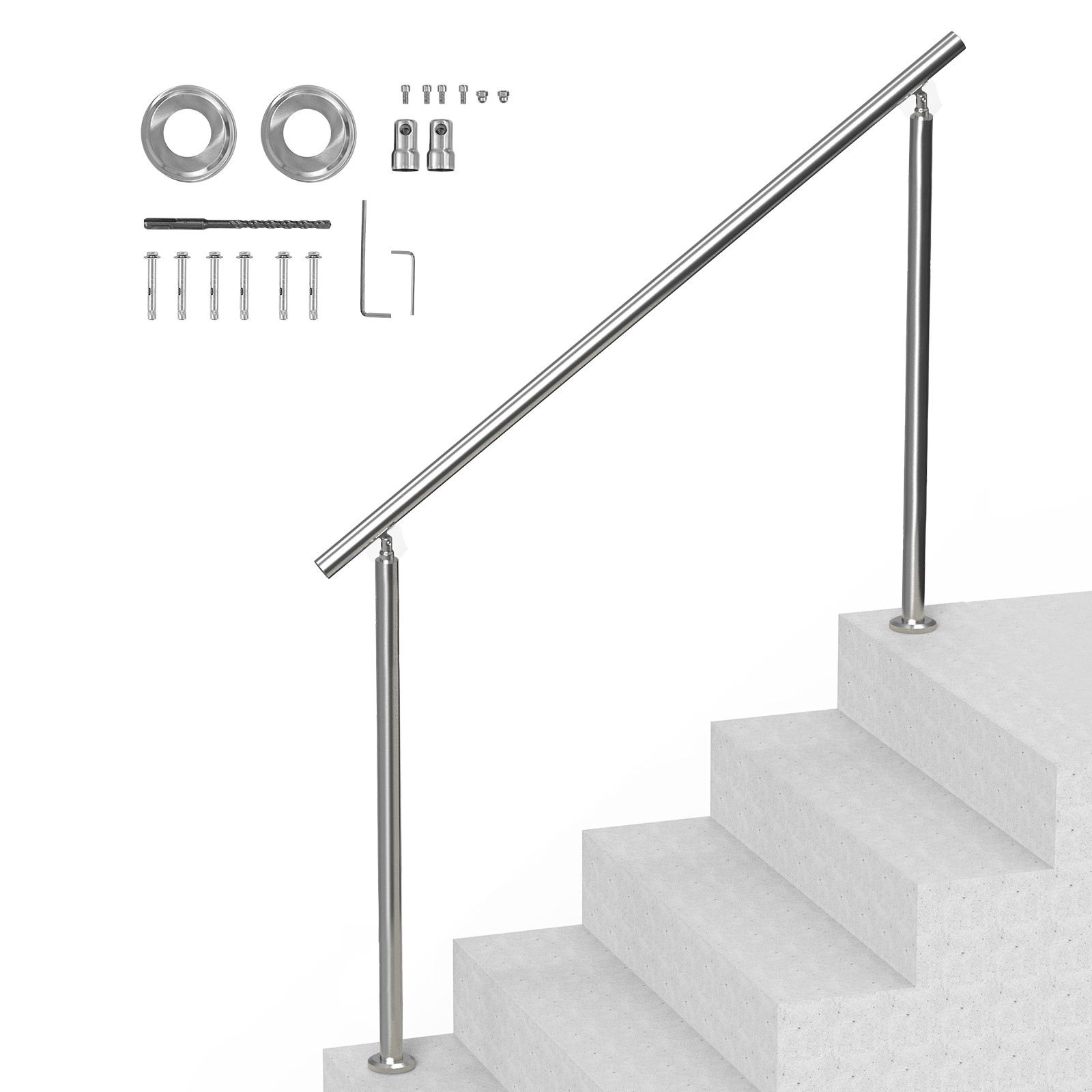 Rampe d'escalier extérieure 150 cm en acier noir pour appui durable