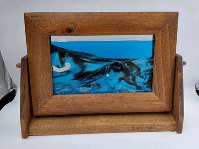 Exotic Sands By William Tabar Sand Art With Alder Wood Frame Ocean Blue 7X10