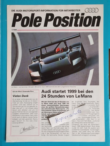 Audi Pole Position 7/1998 Broschüre - Die Audi Motorsport-Information (wie neu)