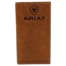 Ariat Men's Tan Embossed Logo Checkbook/ Rodeo Wallet A3548044