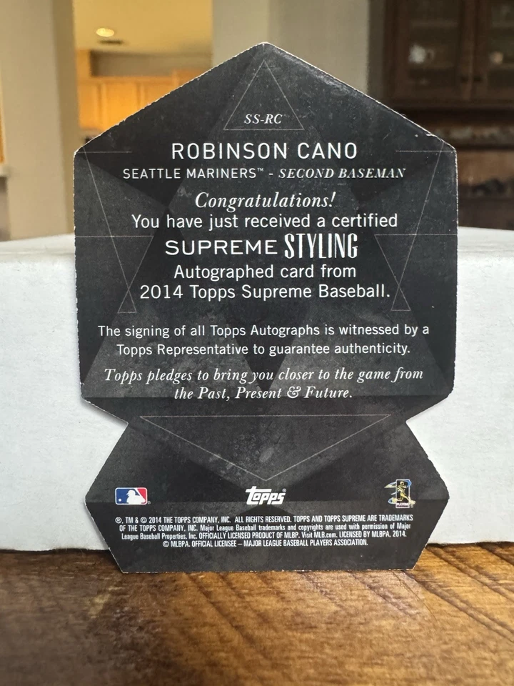 Autógrafo Topps Supreme Robinson Cano 2014 rojo automático/10 troquelado SP Mariners Foto 3 de 3