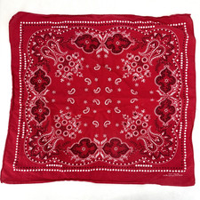 Vintage Fast Color Bandana Red Selvedge 1950s Cotton Early Paisley RN 15234