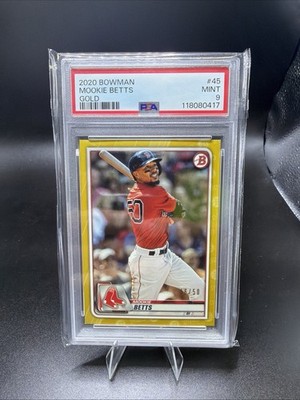 2020 Bowman Mookie Betts Gold /50 #45 PSA 9 MINT Red Sox Dodgers