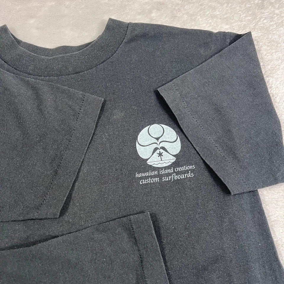 Винтажная мужская футболка Hawaiian Island Creations большие черные чаши Ala Moana выцветшие - Изображение 4 из 4