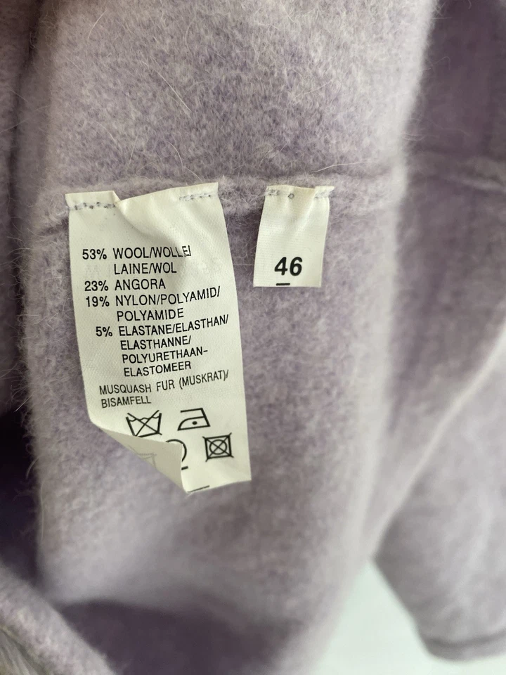 Wolle Angora Damen Weste Gr 46 mit Kunstpelzbesatz in Fliederfarbe - Bild 2 von 4