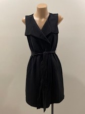 Ann Taylor Black Sleeveless Shirt Waist tie Button Up Dress - Size 10 (00P)
