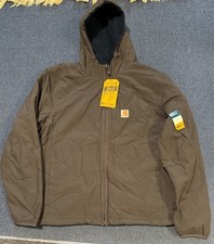   Men  s Carhartt Rain Defender Fleece Reversible Jacket Large Night Blue NEW