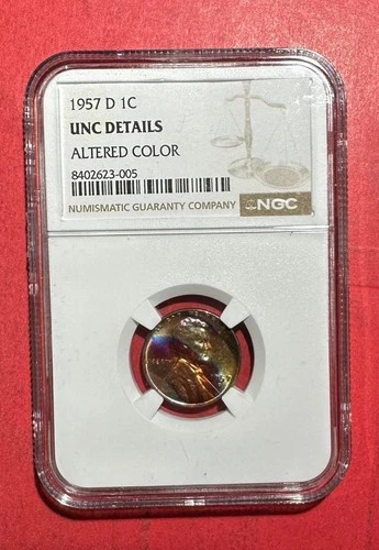 1957D US Lincoln Uncirculated LINCOLN CENT! Spectacular Color! NGC Certified!