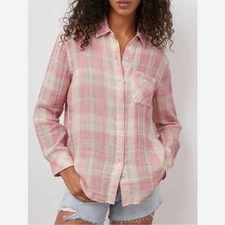 NWT Rails Ellis Rose Sand Ivory Long Sleeve Gauze Button Up Shirt Size XXL