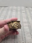 Vintage gold tone ornate jewelry or trinket box floral design with fabric lining — photo 2