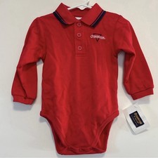 NWT Vintage Oshkosh B Gosh Red Long Sleeve Polo Shirt Bodysuit Baby 12 Months
