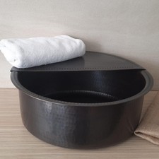 Handmade Copper Pedicure Bowl with Lid Copper Foot Bath Bowl Spa Basin Bowl