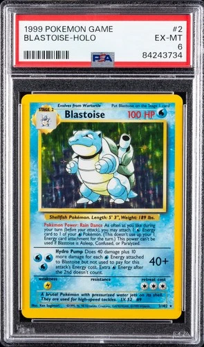 1999 POKEMON BASE SET UNLIMITED #2 BLASTOISE-HOLO PSA 6