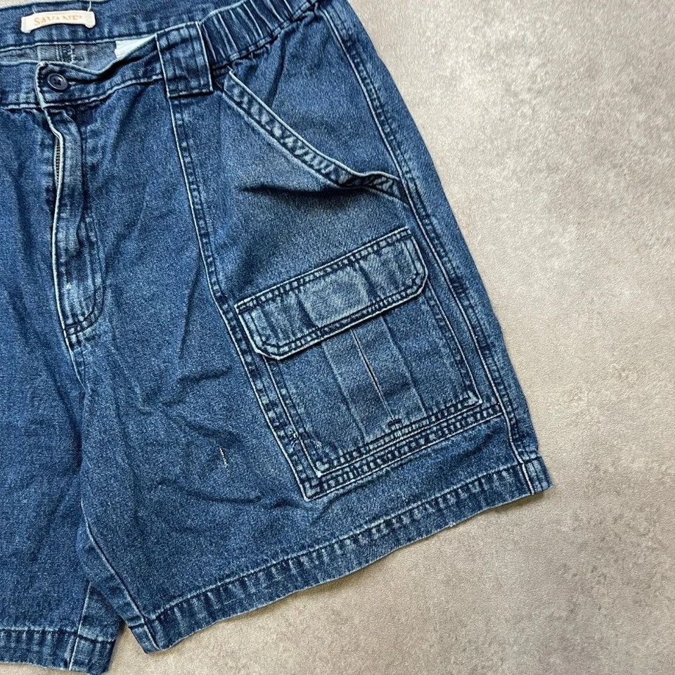 Short Savane Cargo Femme 36" Denim Vintage 90s Jorts, Bleu - Photo 2/4