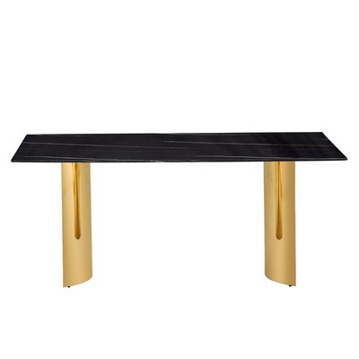 Black Marble Design Glass Tabletop Golden Pattern Tempered Surface Replacement