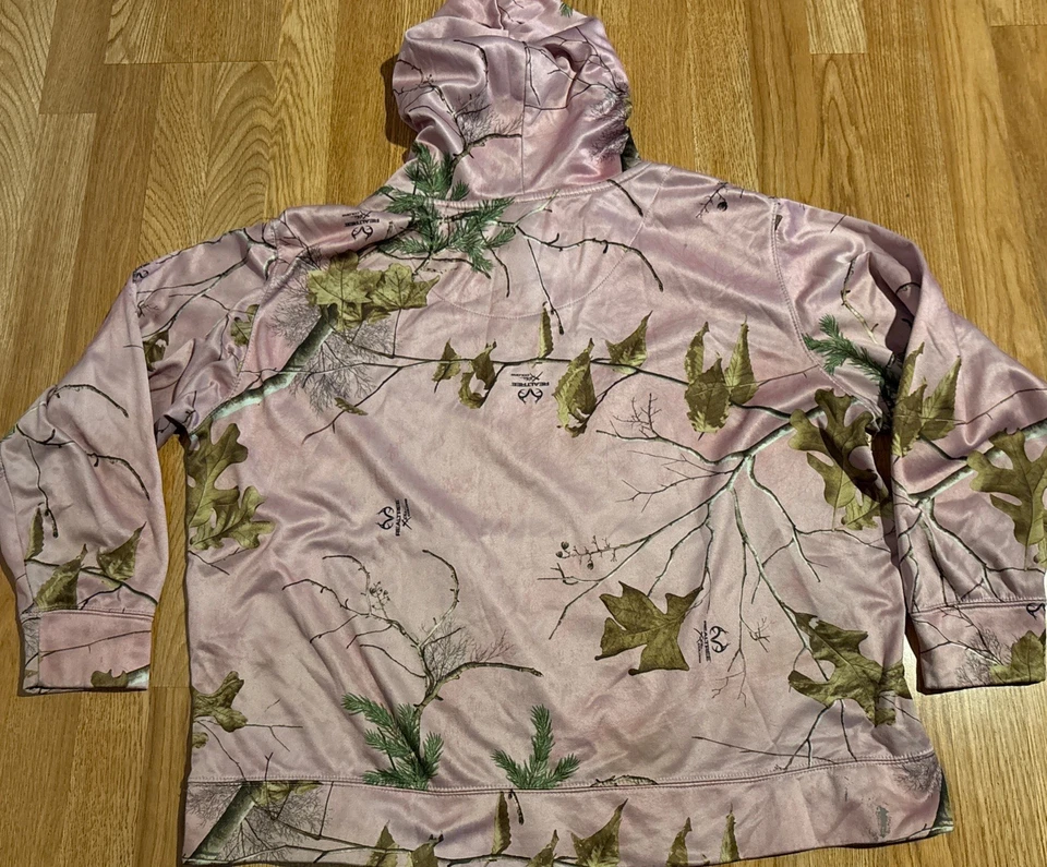 RealTree Xtra Colors Pink Camo Fleece Drawstring Hoodie Women’s Sz 2XL * READ * - Image 3 of 4