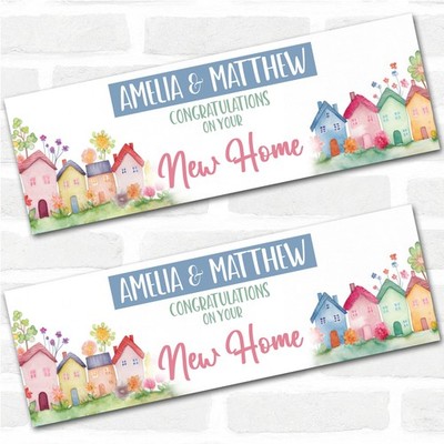 Personalisiertes Partybanner zur Einweihung des neuen Hauses bunte Häuser
