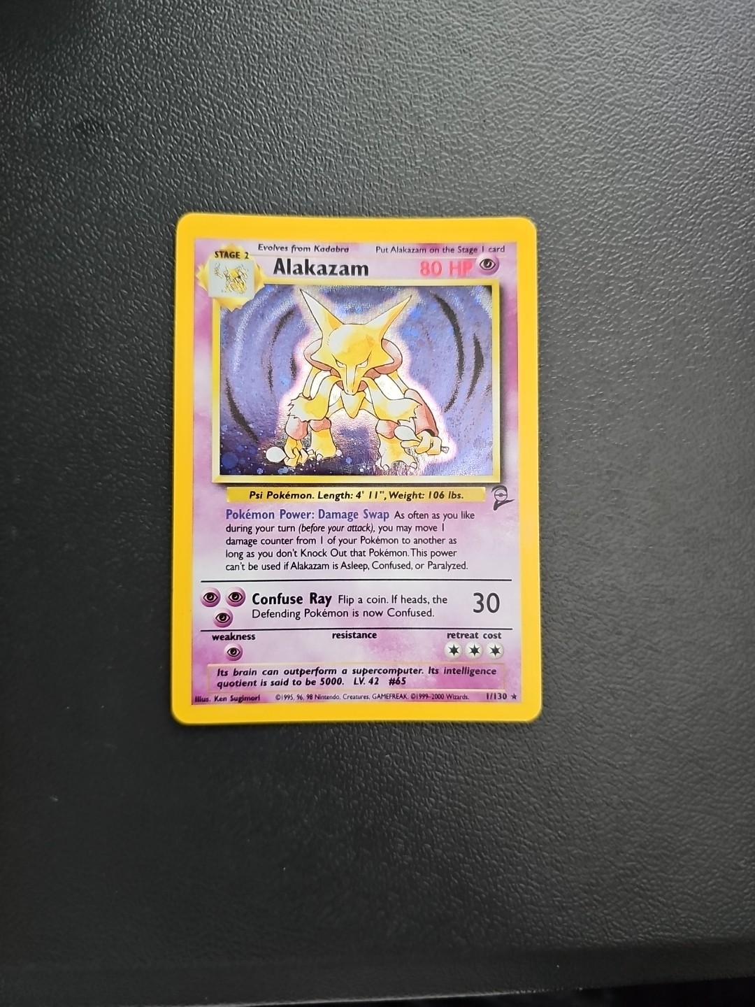 Pokémon Alakazam TCG Card Base Set 2 Holo Unlimited Rare Card 1/130