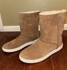 NEW UGG Mika Classic Suede Womens Size 8 Chestnut Brown Sherpa Fold Boots