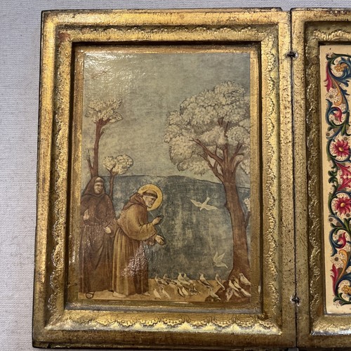 Vintage Wood Florentine Tole Double Frame Saint Francis Assisi 'A Simple Prayer - Picture 3 of 13