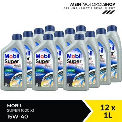 Mobil Super 1000 X1 15W-40 Motoröl VW B 229.1 API SN SM 12x1 Liter = 12 Liter