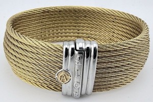Authentic ALOR GOLD PLATED 18K WHITE GOLD SLIDE CLASP 6” CABLE BRACELET K615E