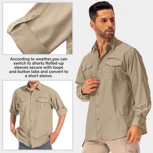 Herren Sonnenschutz Angelshirt Langarm Outdoor schnelltrocknend Cargoshirts - Bild 16 von 45