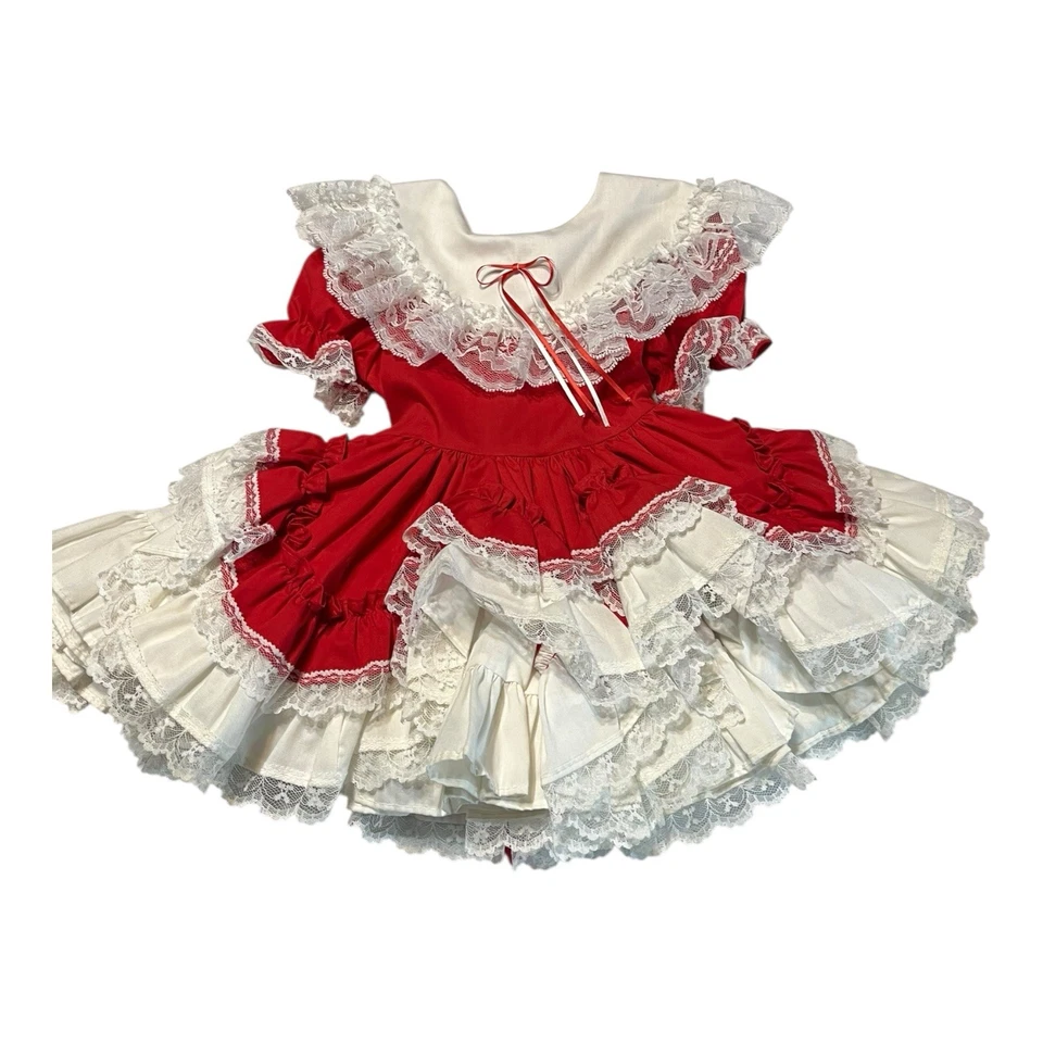 Vtg Lid’l Dolly’s Toddler Pageant Party Ruffle Layered Dress - Image 2 of 4