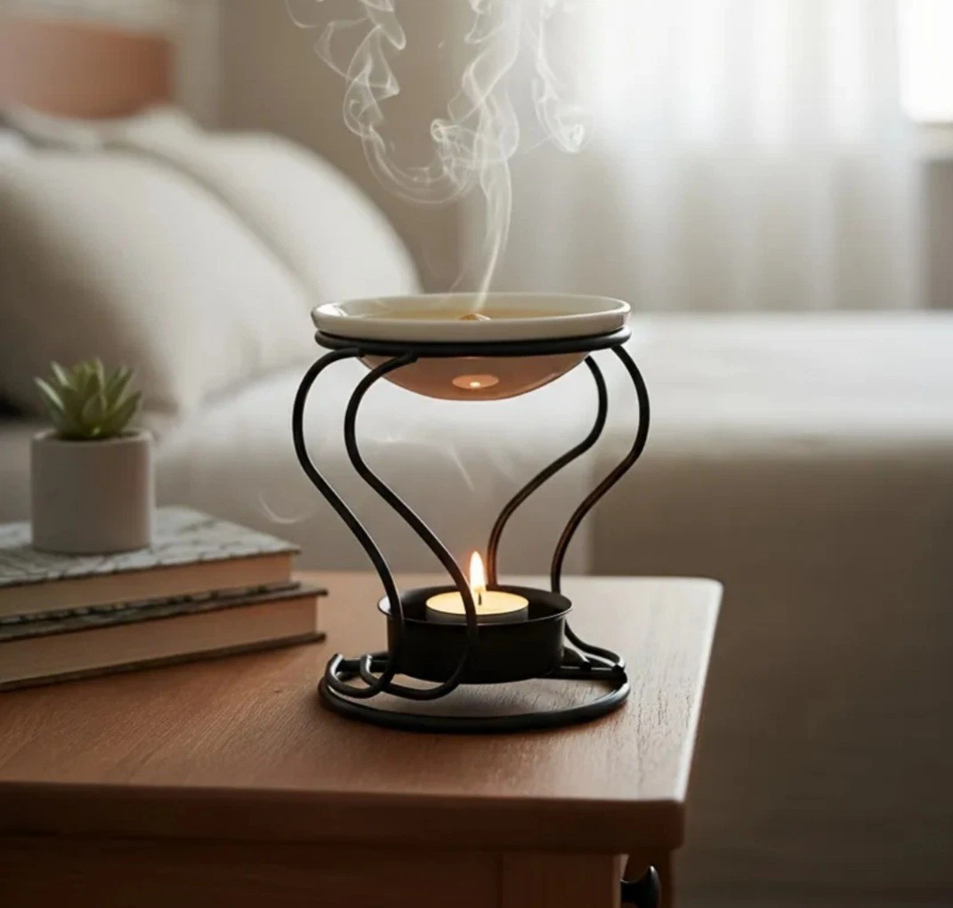 Lampada Profumata In Legno Di Bambù Con Fornace A Olio, Bruciatore Di Aromi Candela Ho~p143197262