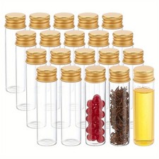 1box 20pcs 20ml/0.68oz Glass Sealed Bottle with Screw Aluminum Cap Clear Empty