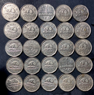 Old Canada Coin Lot 1932 1952 25 OLDER NICKELS Excellent Lot #S15