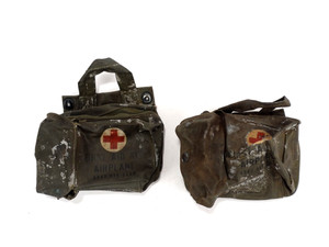 2-U.S. Military Vietnam War Era Airplane First Aid Kit Pouches