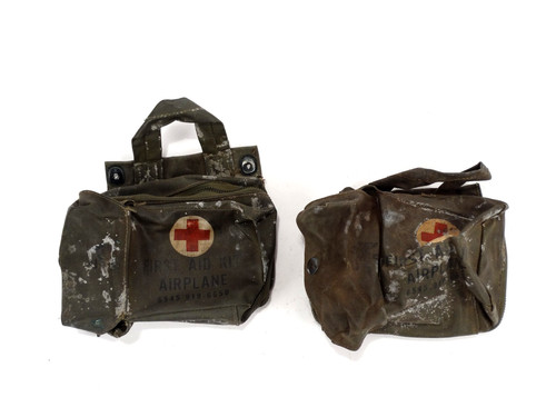 2-U.S. Military Vietnam War Era Airplane First Aid Kit Pouches