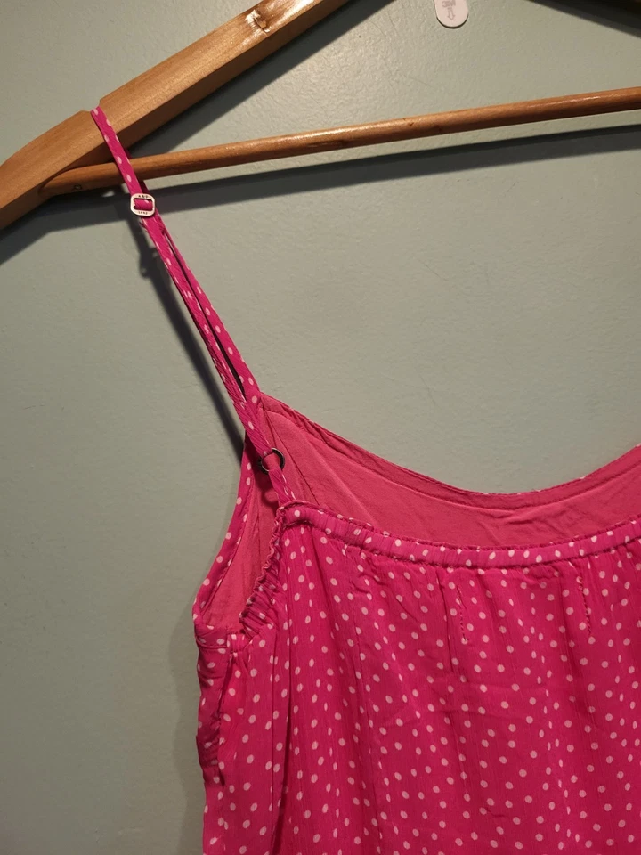 Top Cami Babydoll Y2K Abercrombie Fitch Rosa Polkadot Gasa Talla S Foto 4 de 4