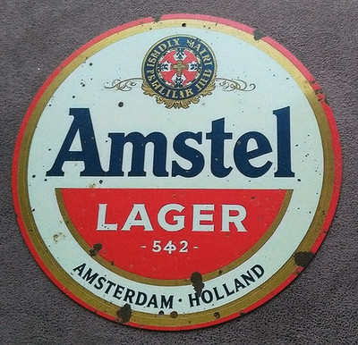 Blechschild Vintage Retro Amstel Bier 20x20 rund Neu