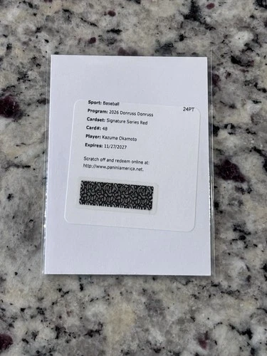 KAZUMA OKAMOTO 2026 Donruss SIGNATURE SERIES RED AUTO #/99 REDEMPTION Blue Jays