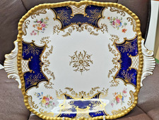 2 Antique Coalport Cobalt Blue Batwing Guilded Serving Plates
