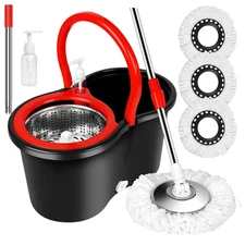 Spin Mop And Bucket With Wringer Set, 360° Mop And Bucket System