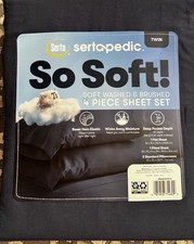 Serta Sertapedic Twin So Soft 4 Piece Sheet Set Deep Pockets Navy Polyester