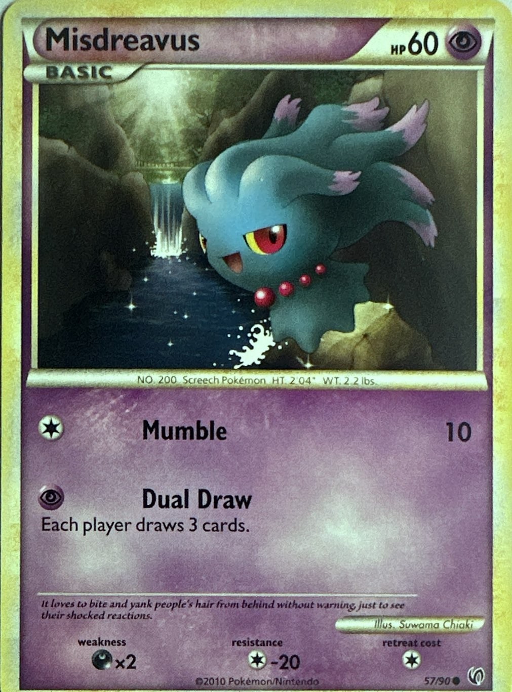 Misdreavus 57/90 Common HGSS Undaunted Pokemon Lightly Played