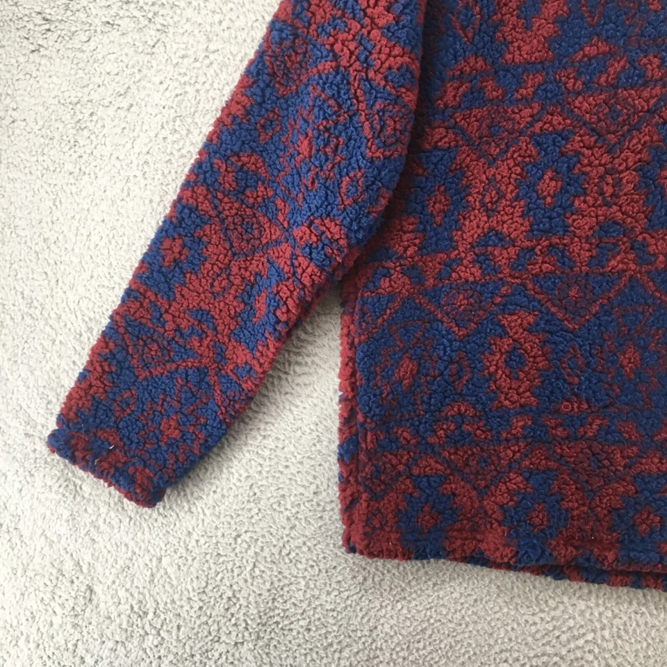 Chaqueta impermeable vintage de piel sintética cuello alto para hombre grande roja azul Fair Isle Foto 3 de 4