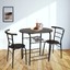 3 piece metal wood dining set oval shape table with storage shelf under espresso