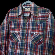 VINTAGE USA Dee Cee DC Western Pearl Snap Long Sleeve Button Up Men s Shirt