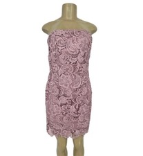 Adrianna Papell Size 4 Women's Lace Blush Pink Straple Mini Dress Party C19