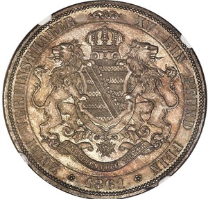 German-St-Saxony-2-Thaler-1861-NGC-MS64-Ex-VIRGIL-BRAND-1862-1926