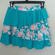 Ocean Coast Girls Skort Turquoise Floral sz Large EUC