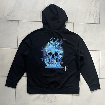 Truth Theory Skull Sweater Hoodie Large Black Blue Mens