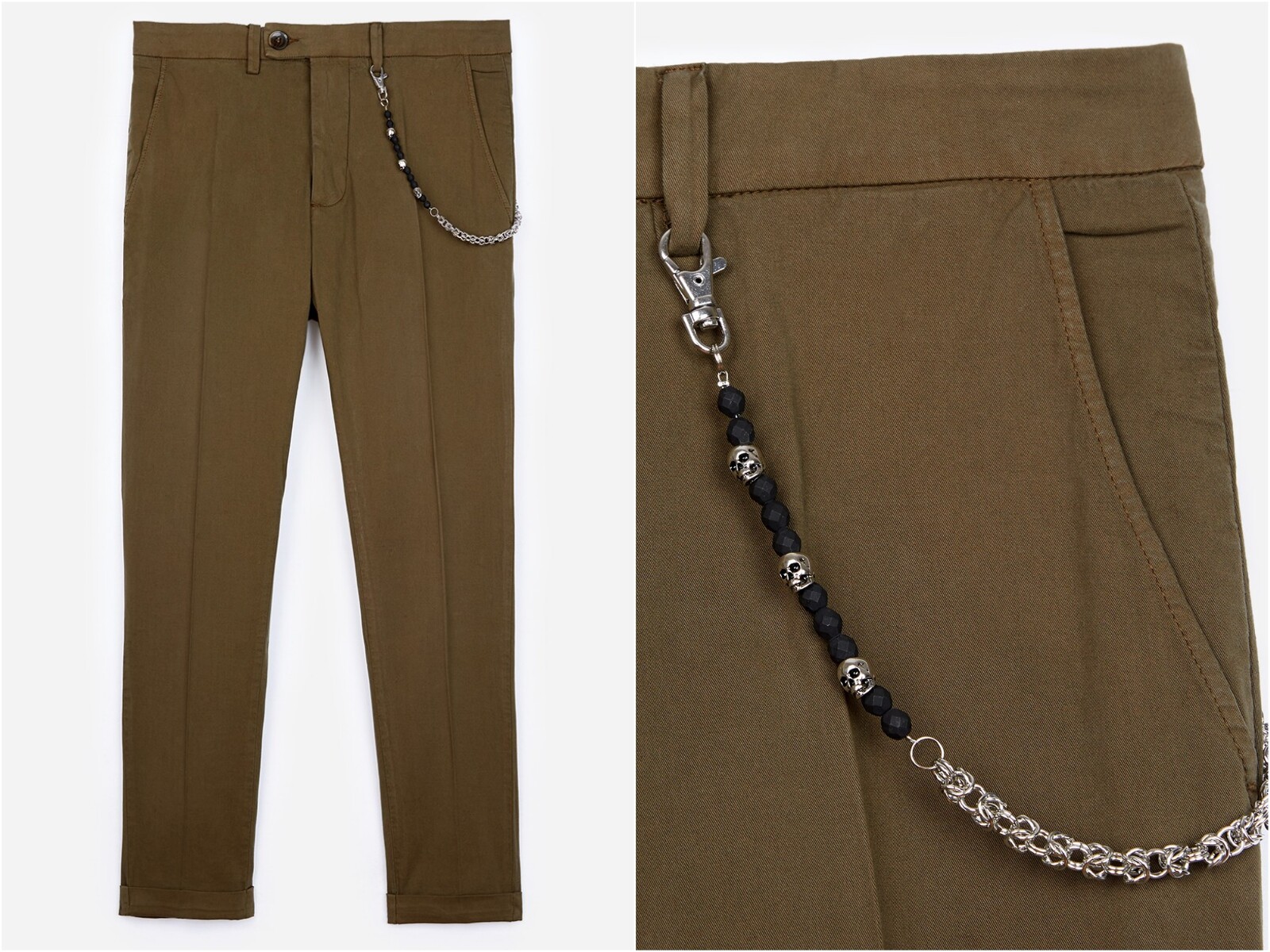 SAINT LAURENT Pantaloni classici The Kooples verdi elasticizzati cotone taglia 48 YSL D&G Boss